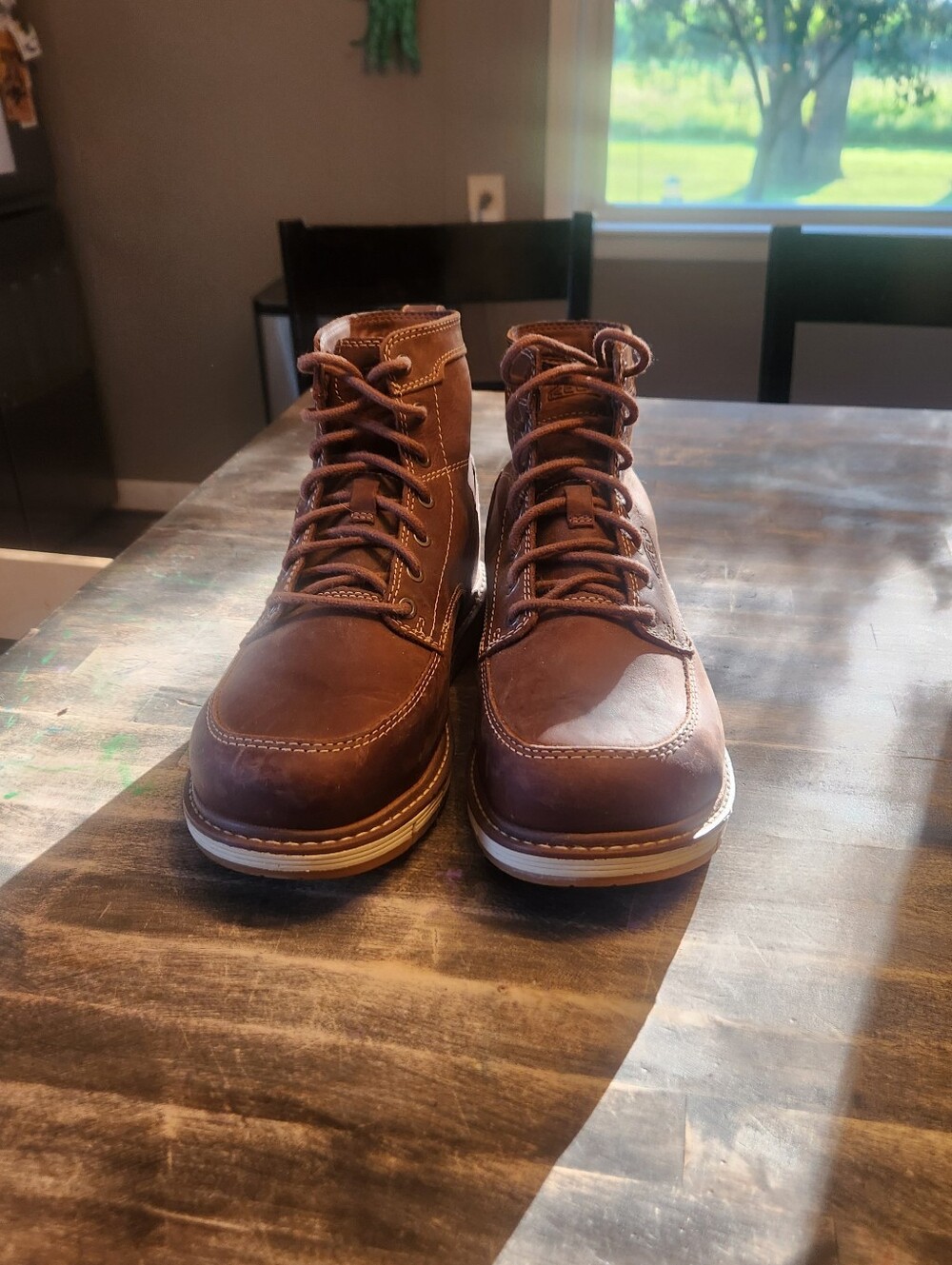 KEEN Men's Brown Leather Work Boots - Picture 3 of 4